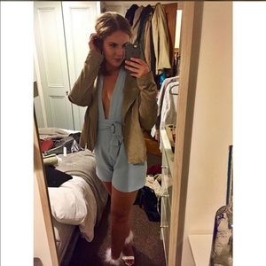 ASOS baby blue plunge playsuit sz 6
